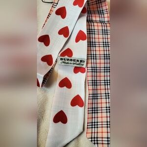 Fashion Skinny Twilly, Scarf, Hairtie,White and Red Heart